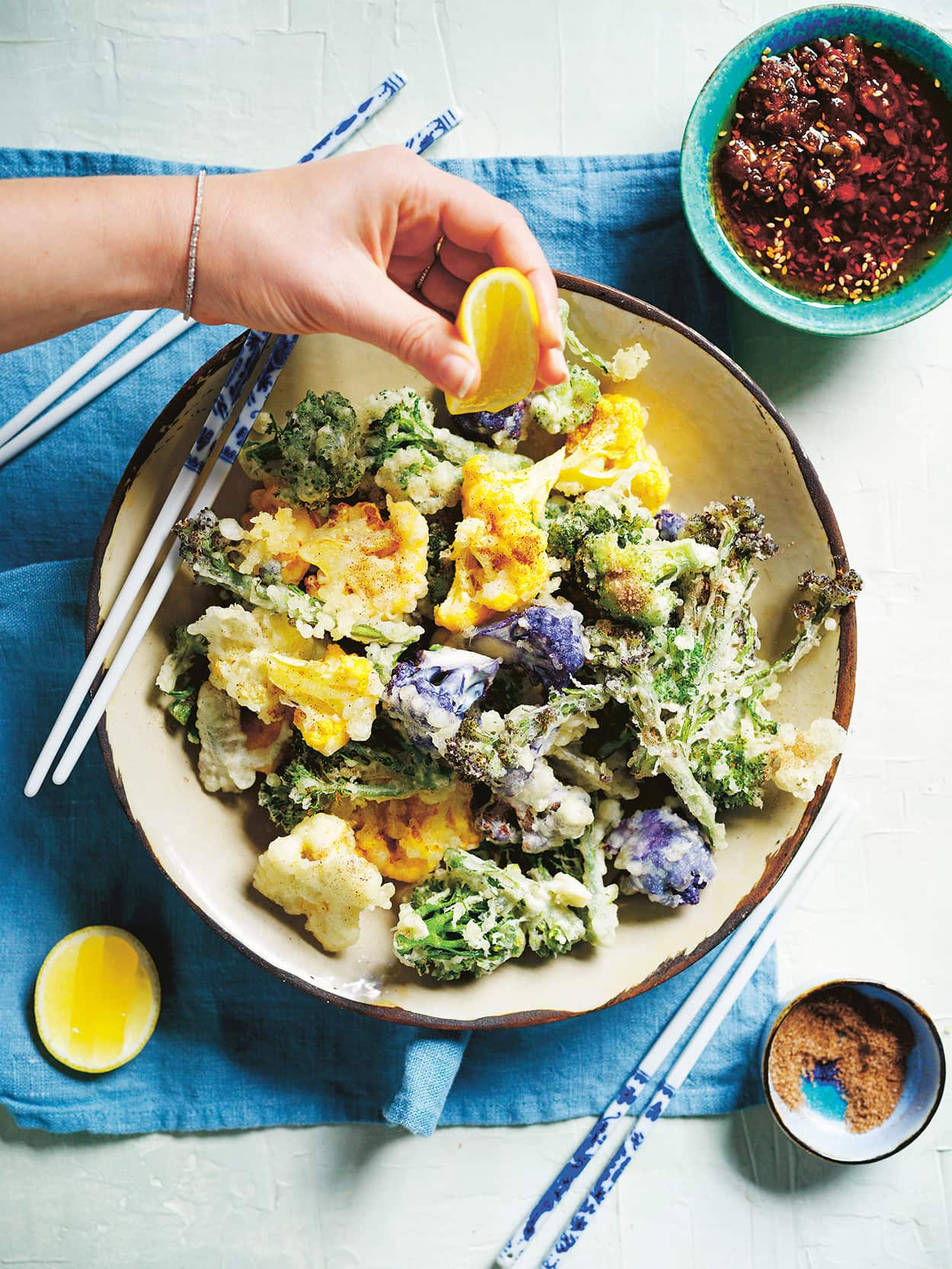 Five-spice tempura with MYO chilli oil 