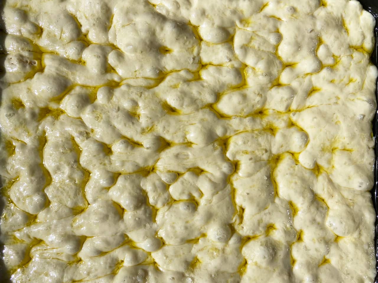 Focaccia before baking