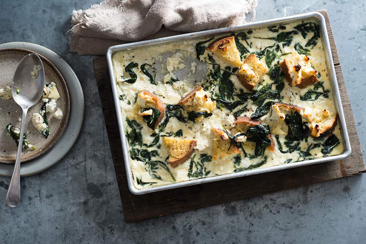 Spinach and feta strata