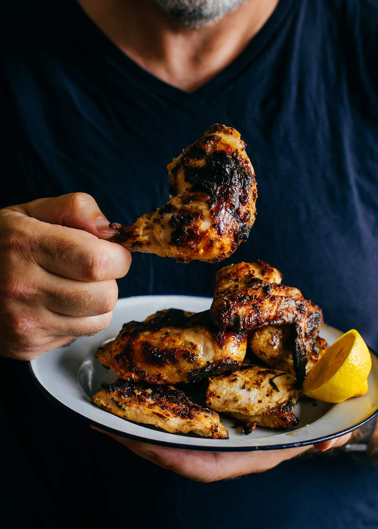 Butterflied chicken with rosemary oil