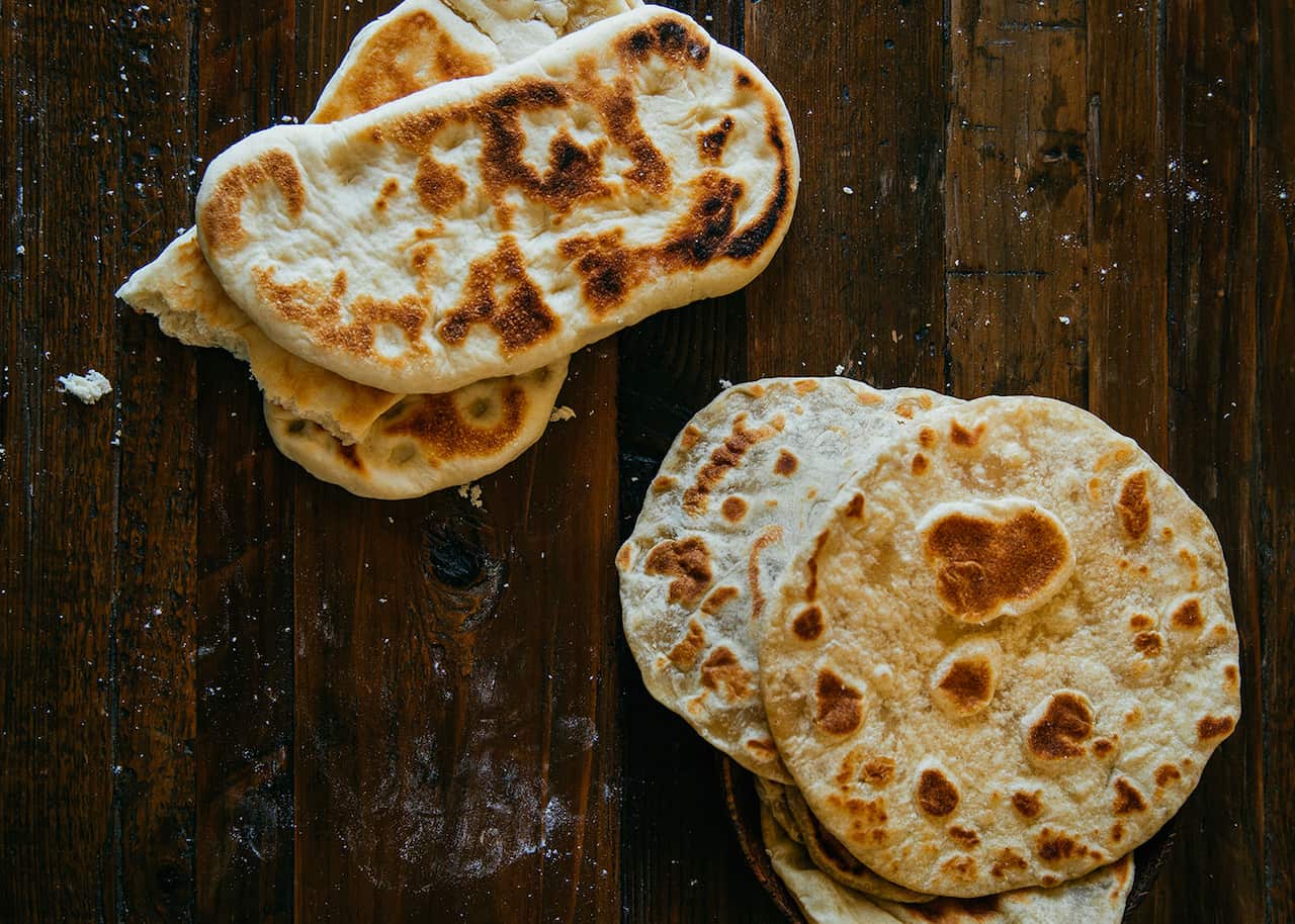 Unleavened grilled flatbread