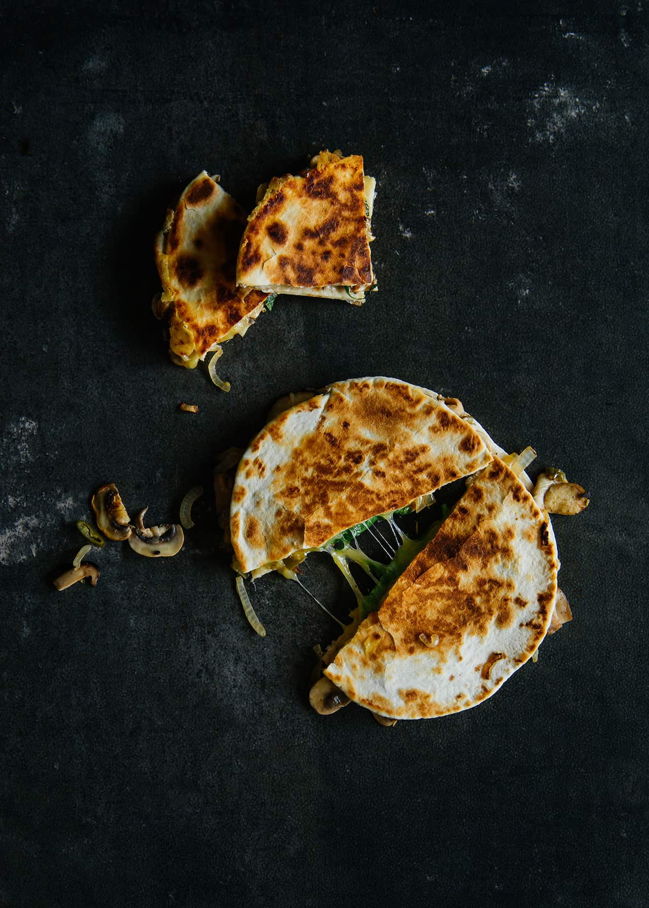 Mixed mushroom quesadillas