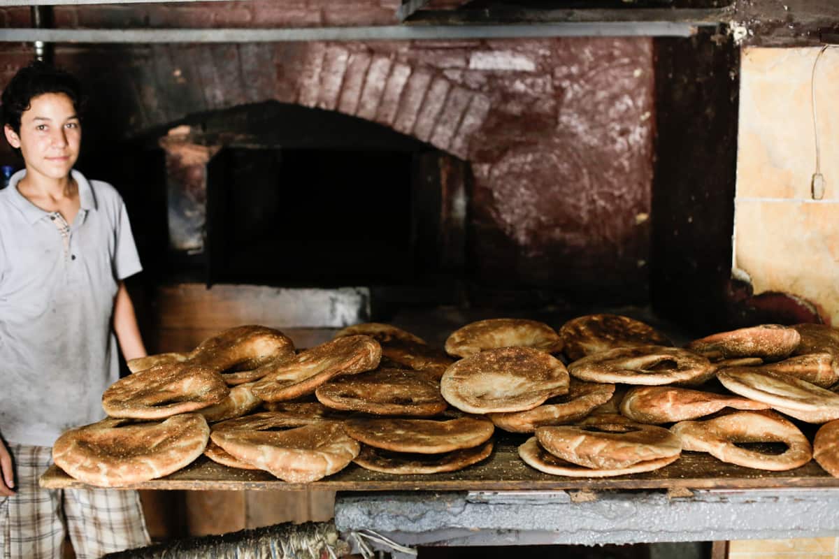 Furn bakery in Beirut sells handbag-shaped kaak and other pastries.