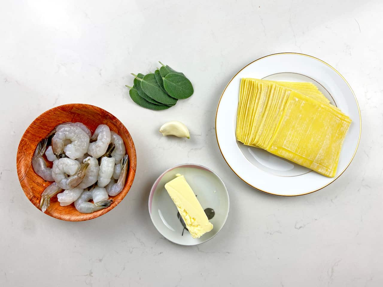 Garlic prawn wonton rav ingredients