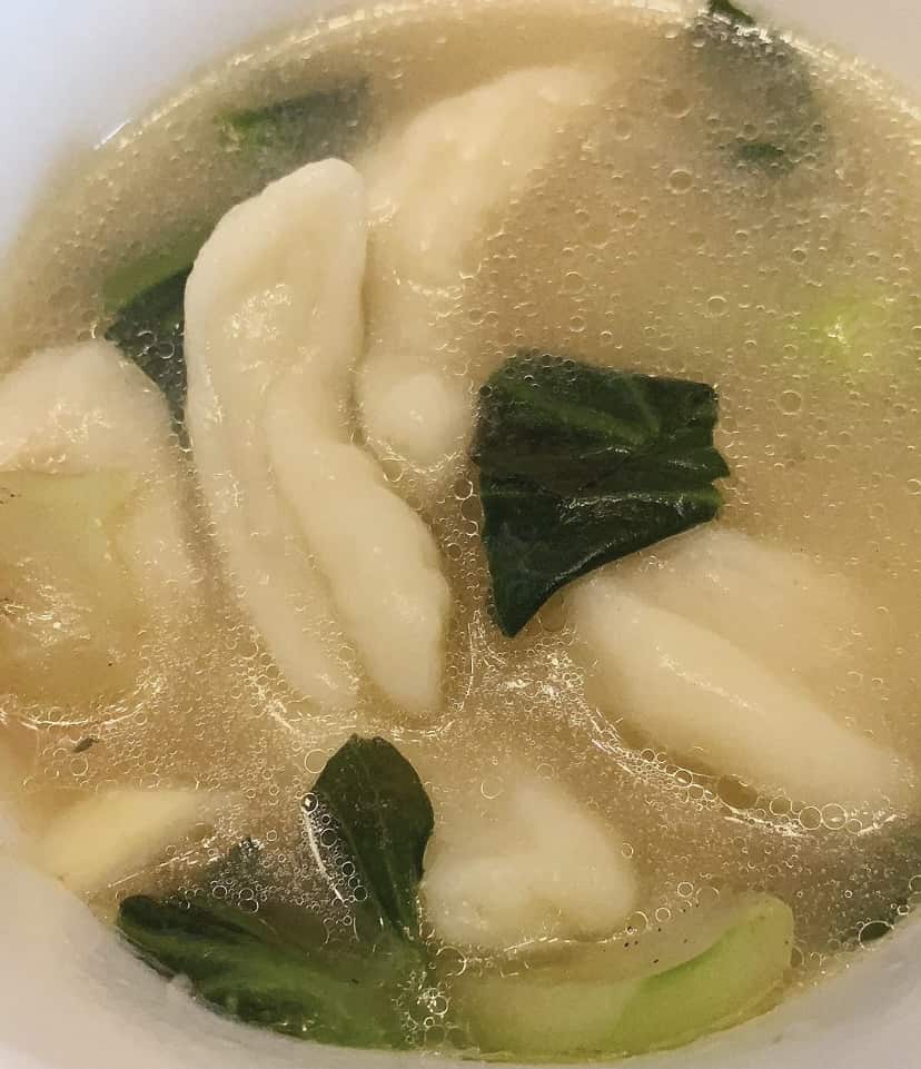 Chinese knot dumpling soup or ge da tang 
