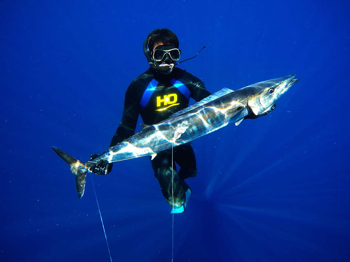 Throughout the series, Jethwa free-dives off the island of Vamizi, Mozambique and spear-fishes for dogtooth tuna.