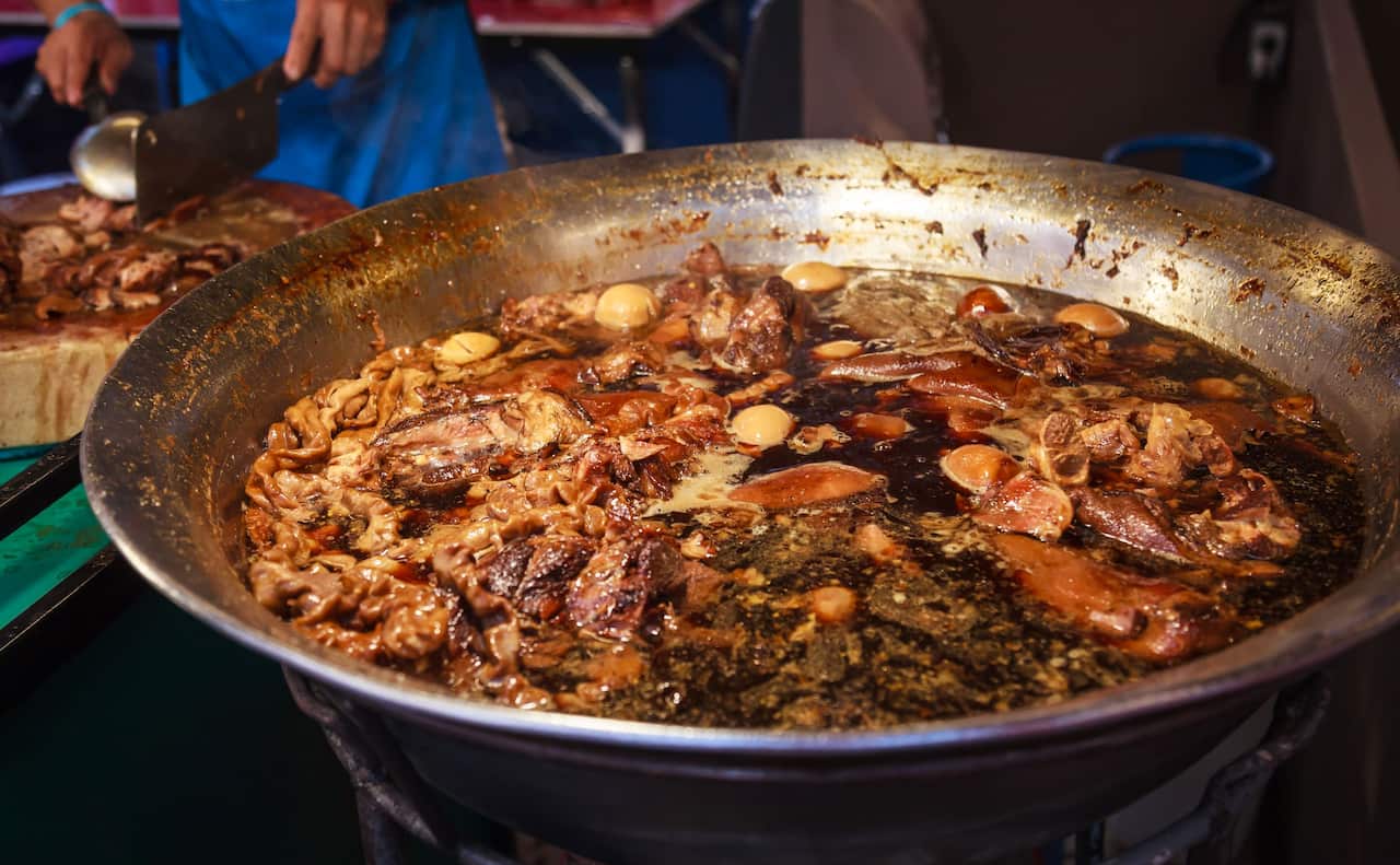Khao kha moo at a street stall in Thailand