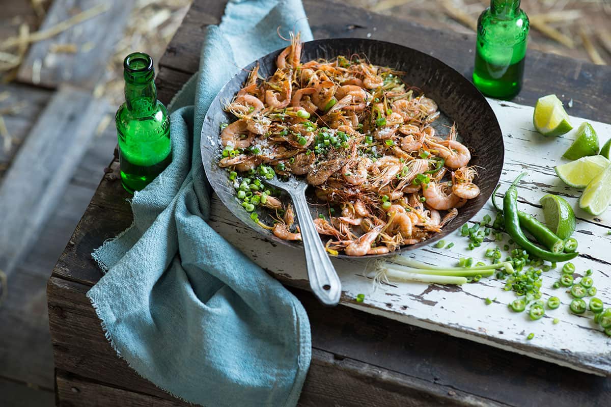 Ginger chilli school prawns