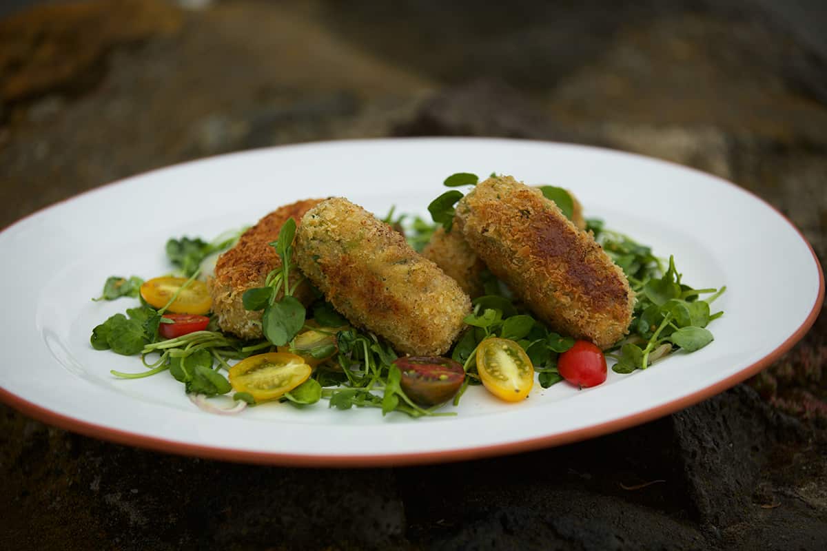 Glamorgan sausages with a watercress salad