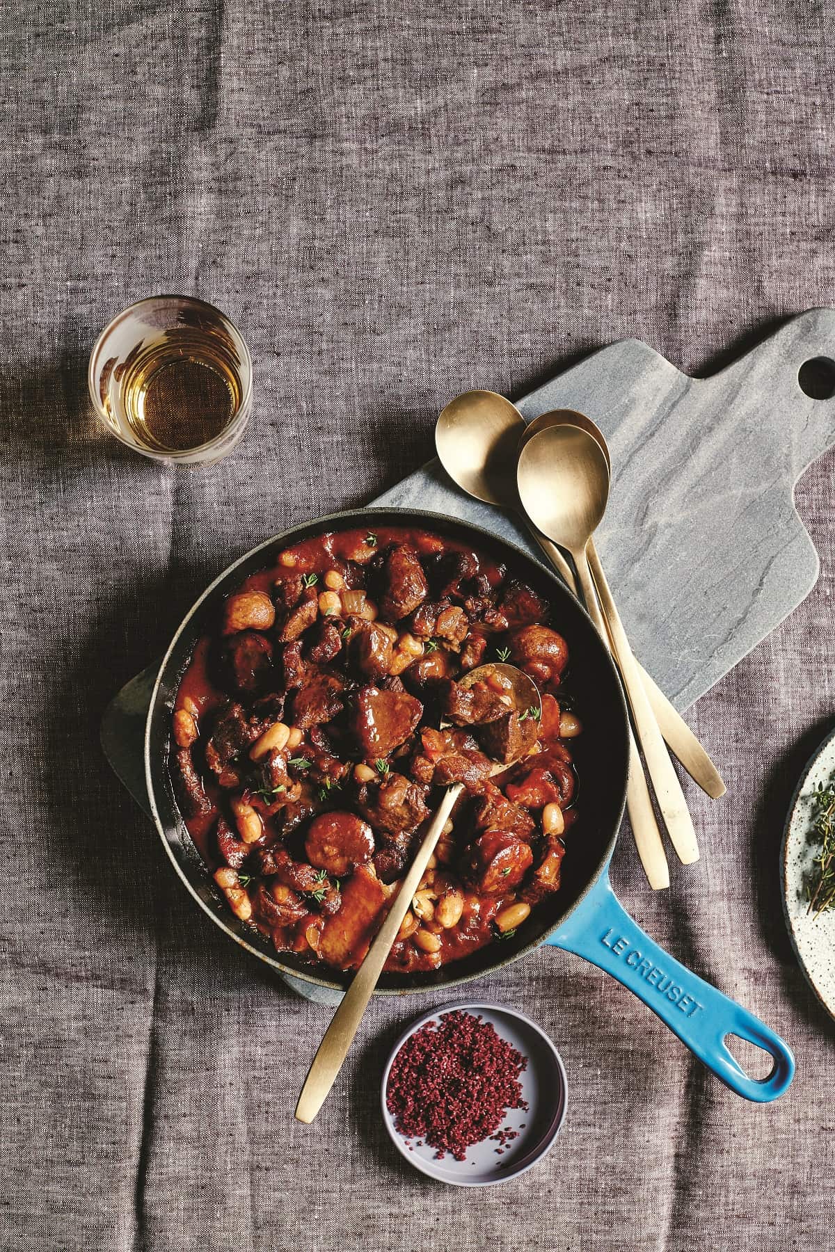 Goat hotpot with white beans and chorizo