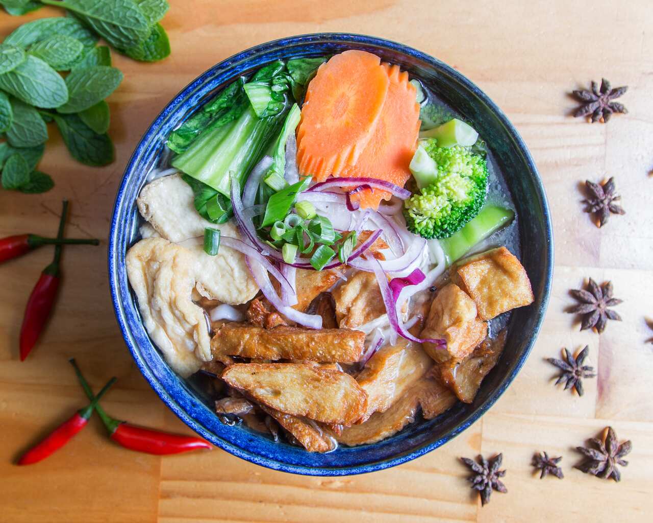 The vegan pho at Sydney’s Golden Lotus is based on a well-simmered vegetable stock.