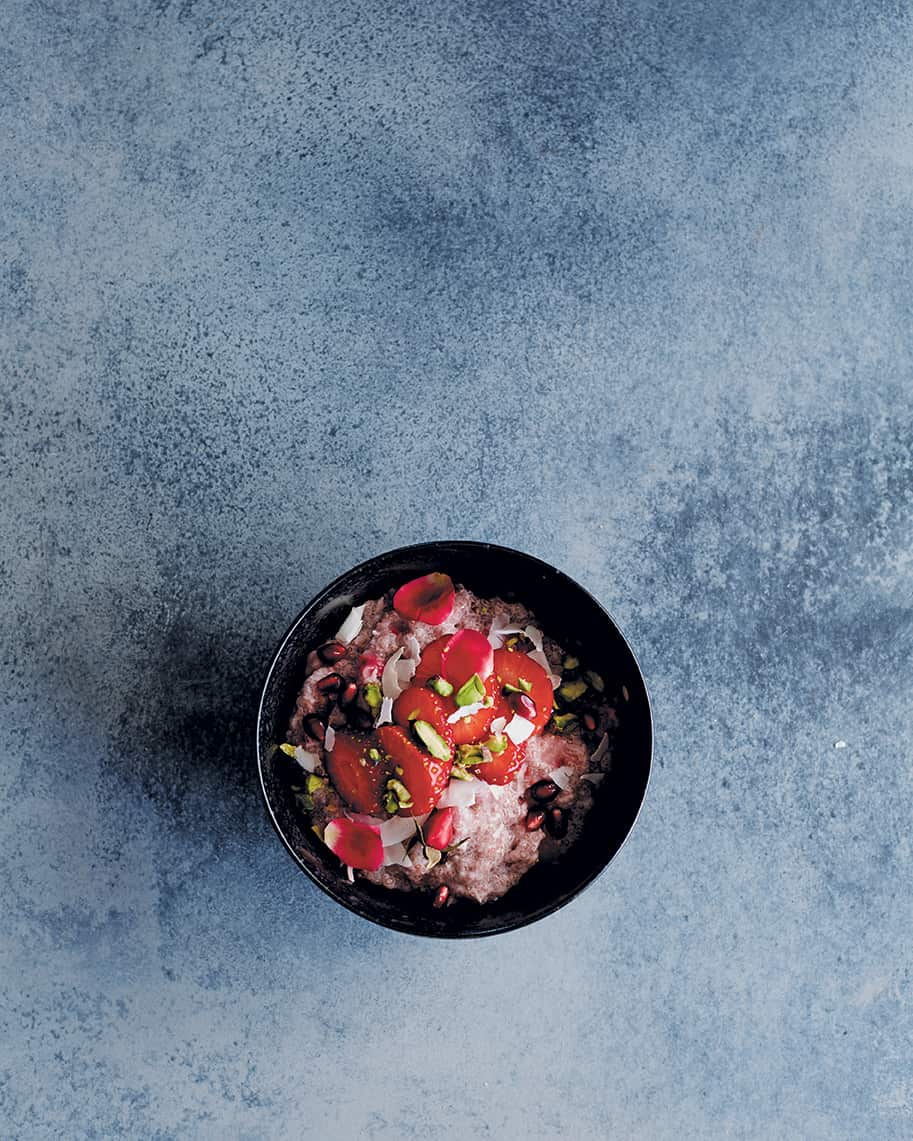 Strawberry & rose chia pudding