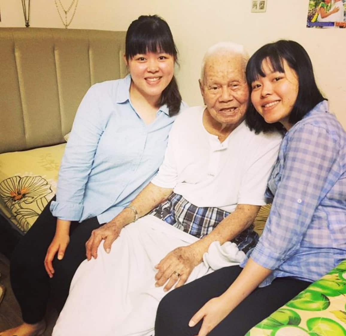 Aunty Franklee's Fiorn and Francesca Lee with their grandfather.