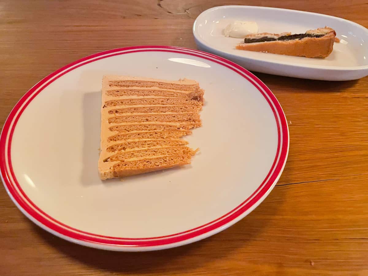 Russian medovik cake and makoviy fig torte
