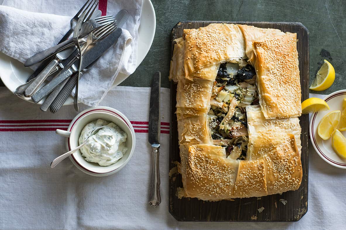 Greek chicken and rice pie