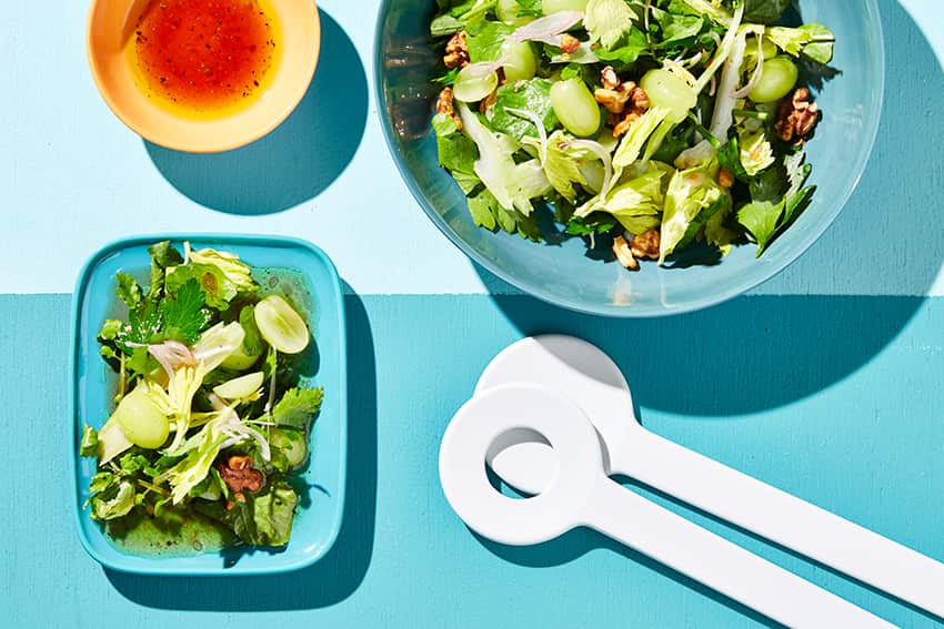 Green grape, celery and walnut salad