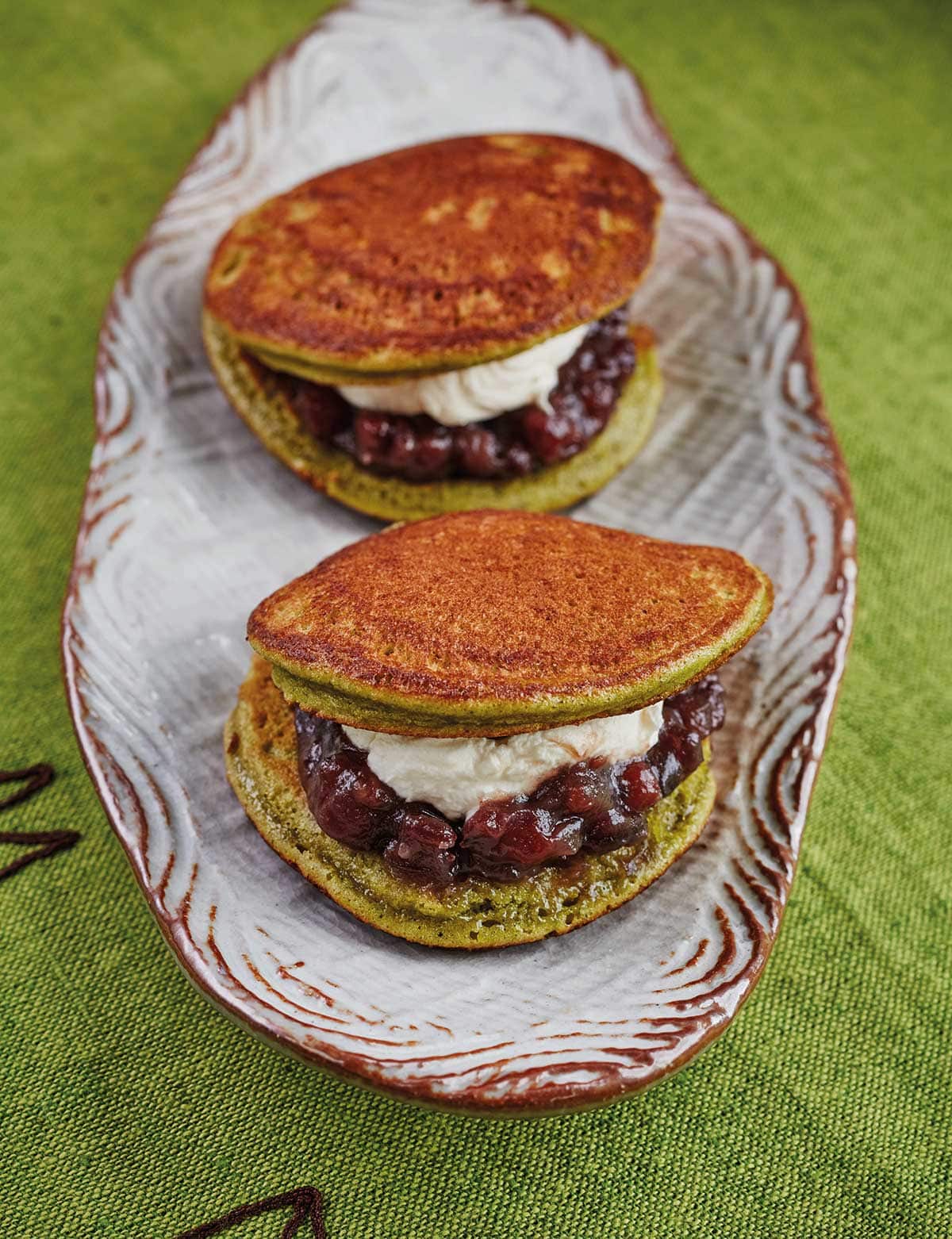 Green tea dorayaki pancakes