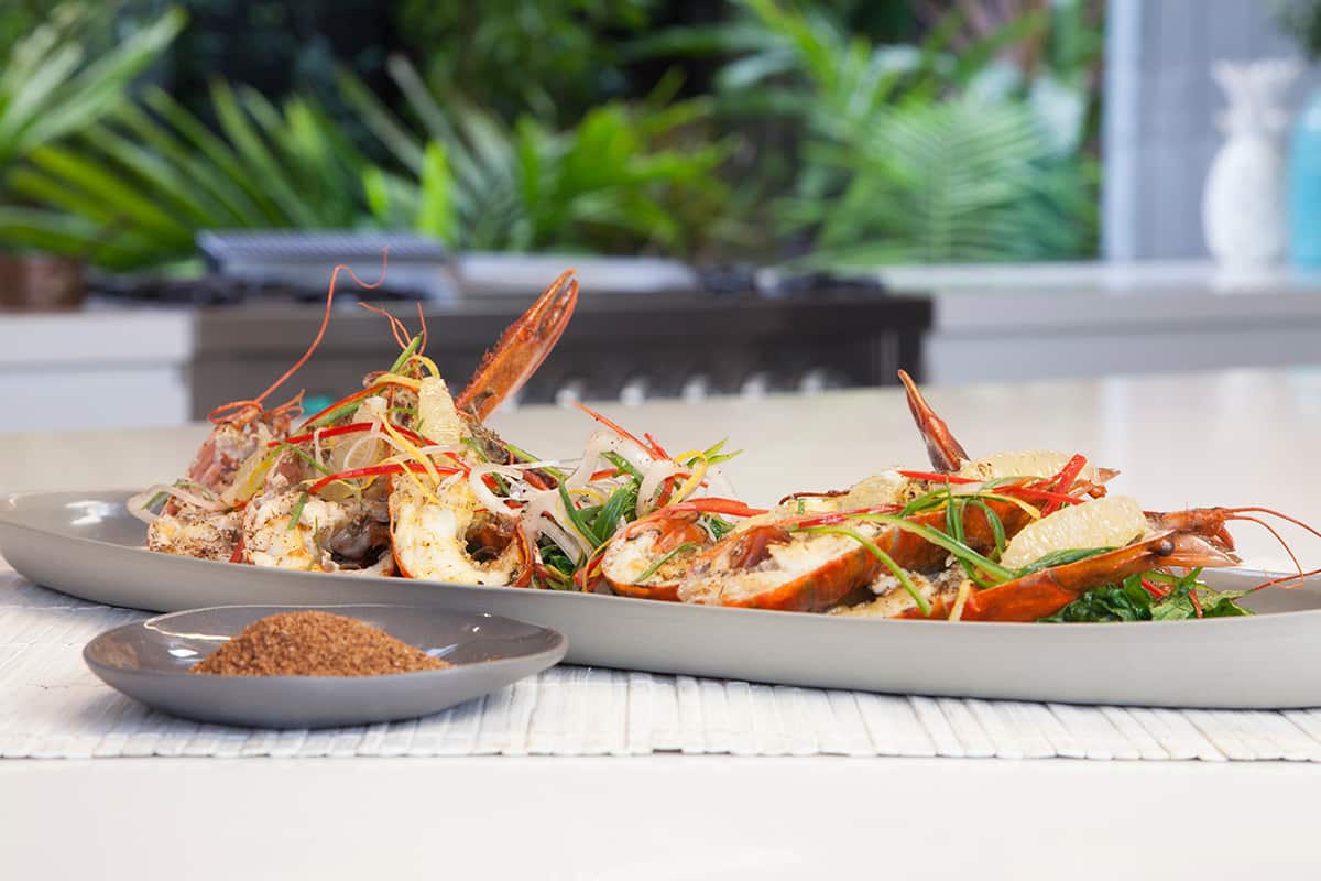 Grilled redclaw with Szechuan salt