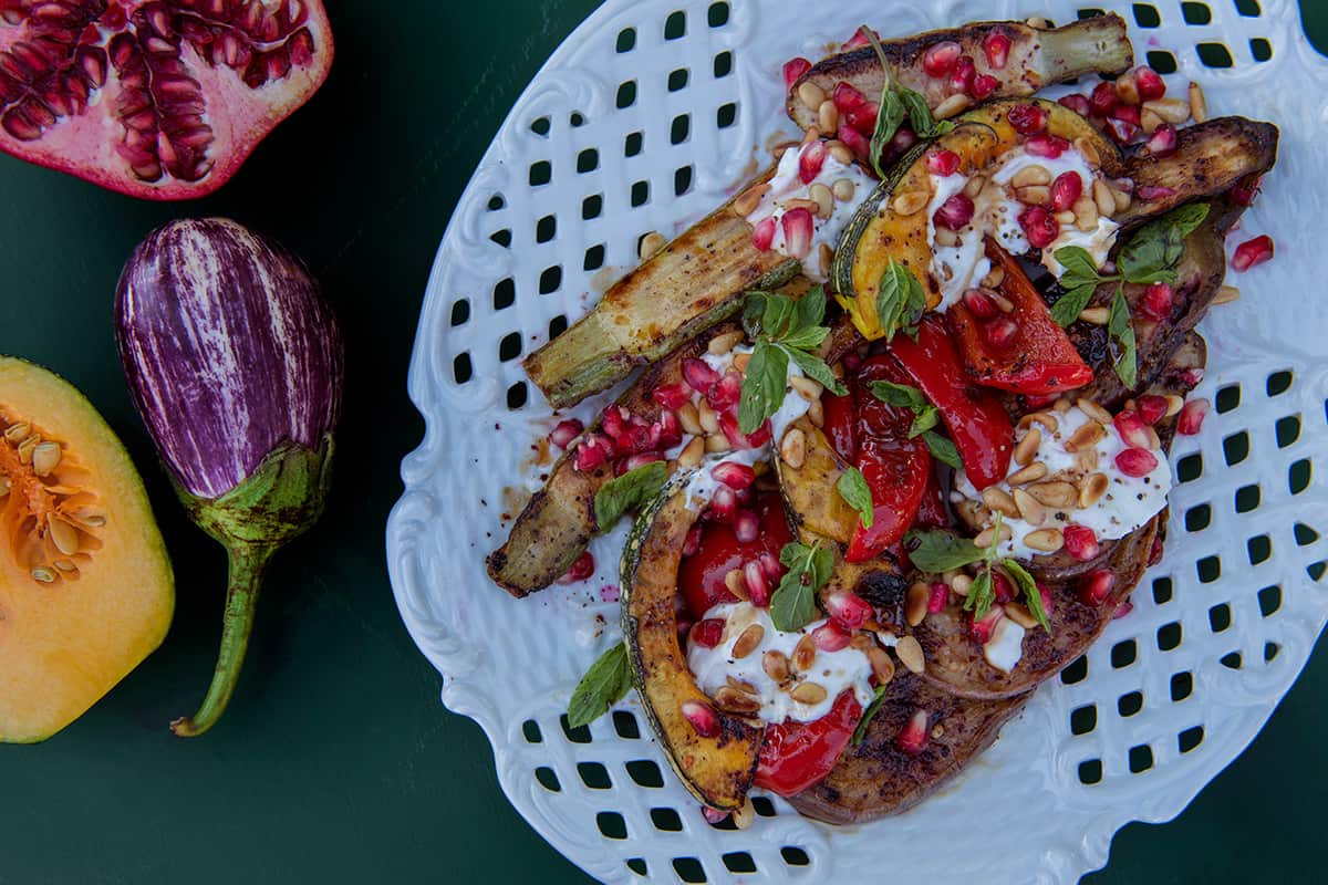 Ainsley Harriott grilled vegetables with labneh