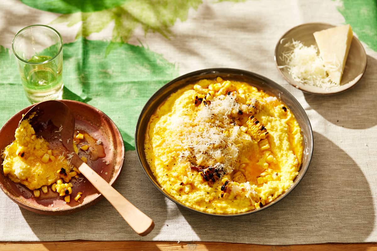 Grilled corn with chipotle butter and manchego