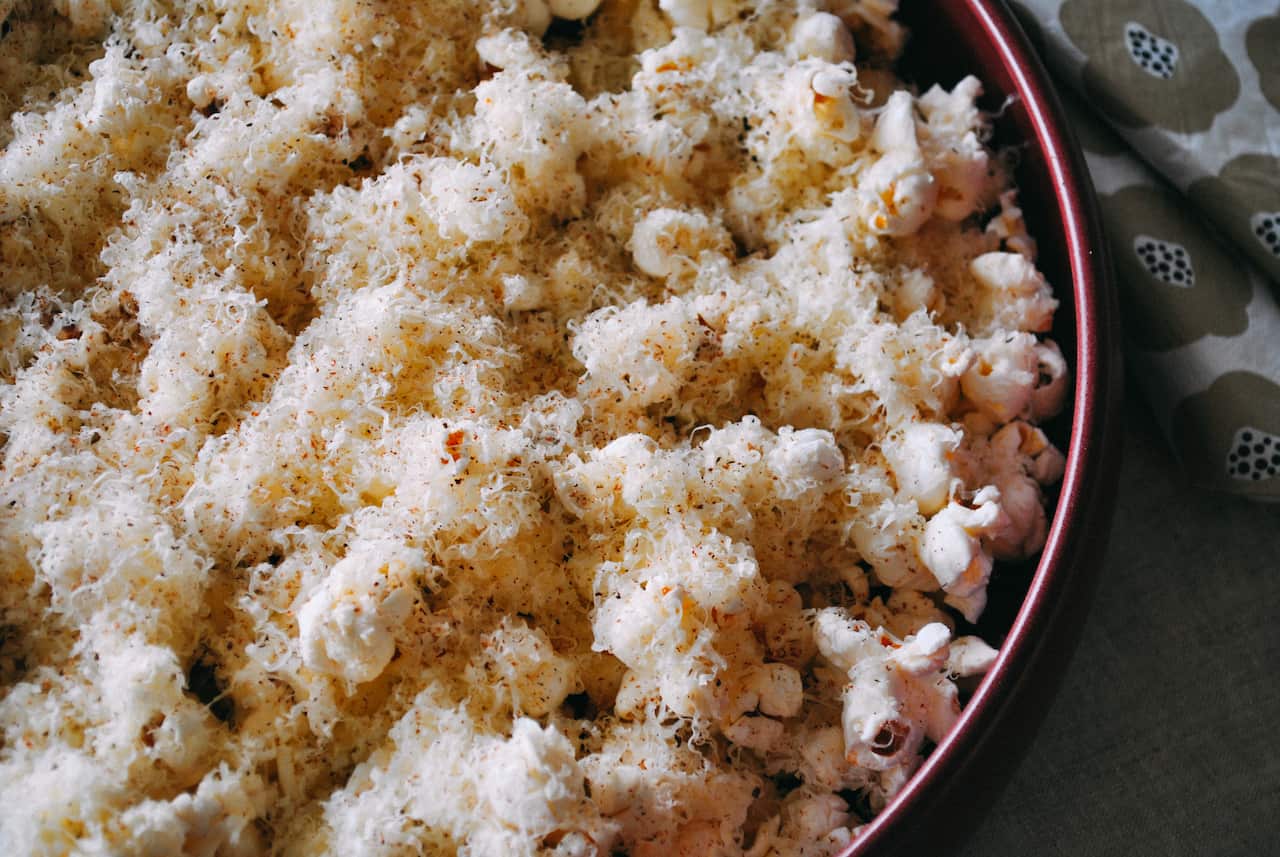 Gruyere and nutmeg popcorn