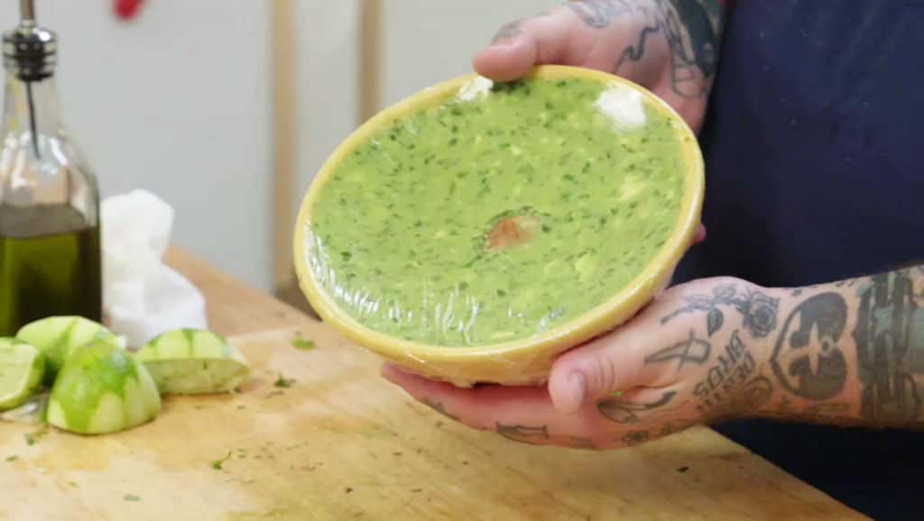 Avocado stone in guacamole