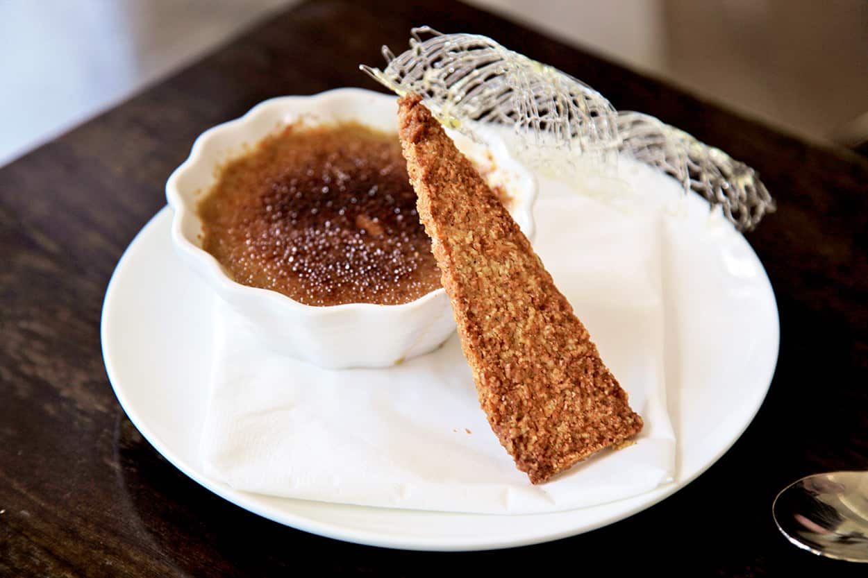 Guinness crème brulee with Irish whiskey snaps  