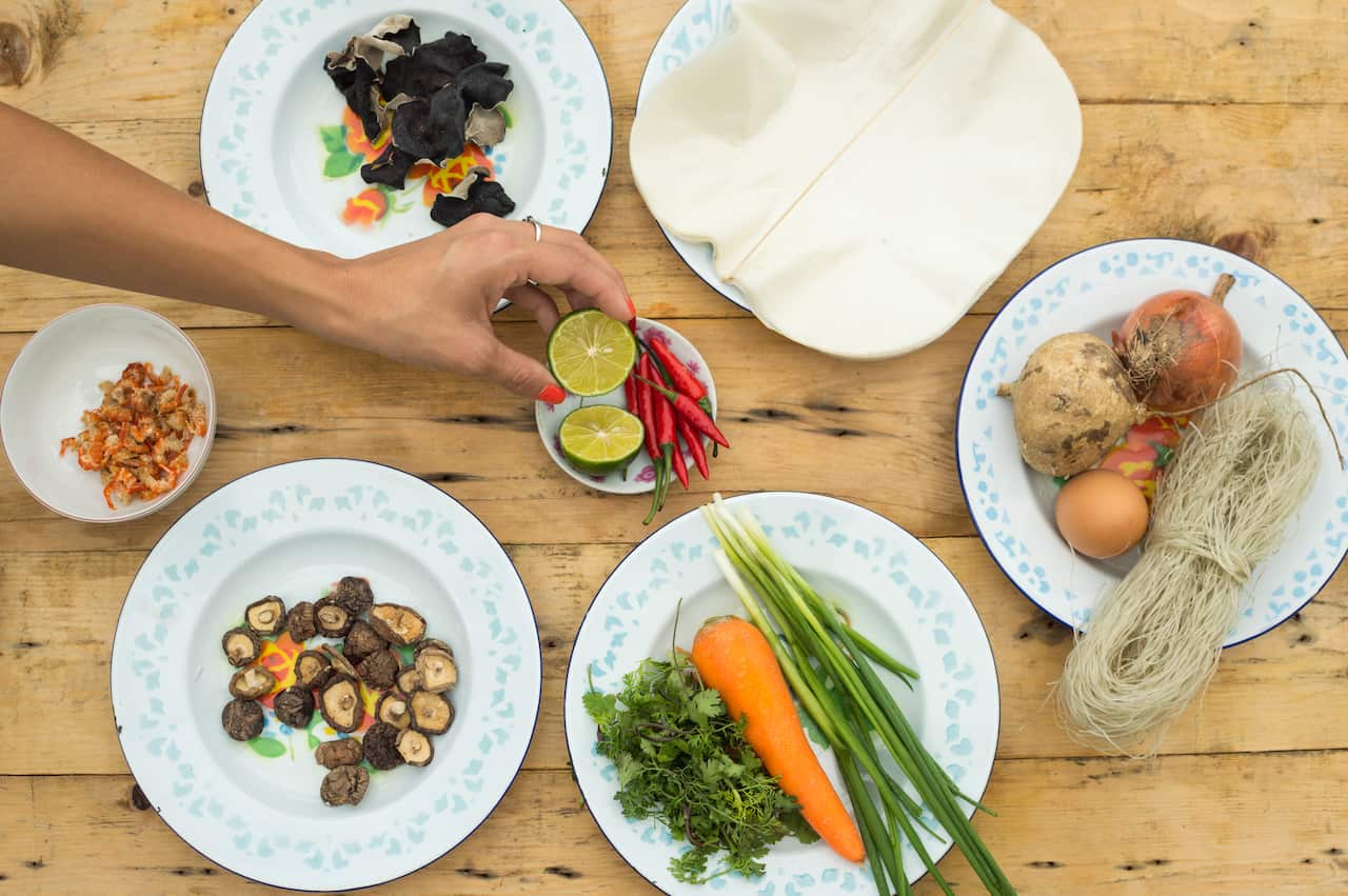 Hanoi rooftop spring rolls