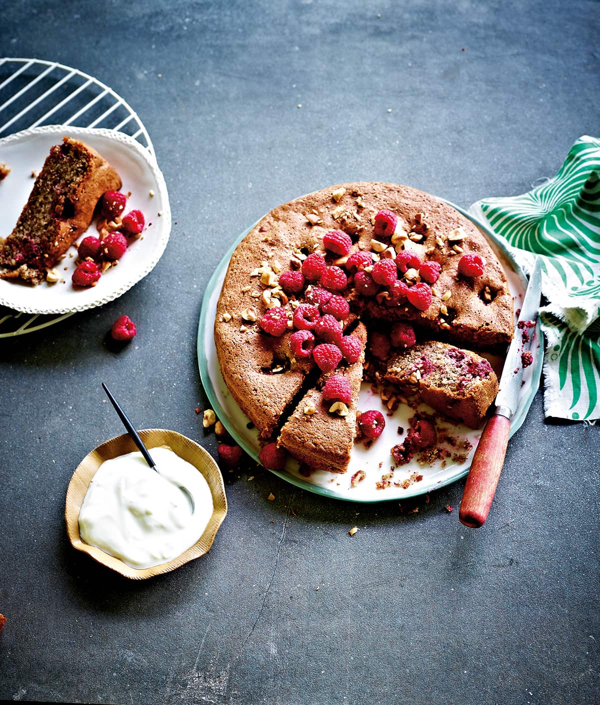Hazelnut and raspberry cake