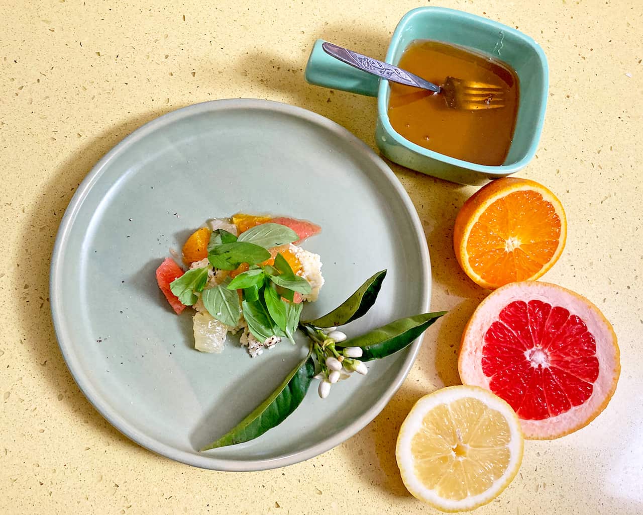 Ricotta, honey and citrus medley