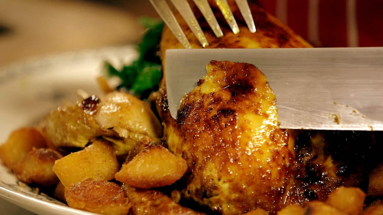 Duck fat renders the skin of a roast chicken a deep, golden brown