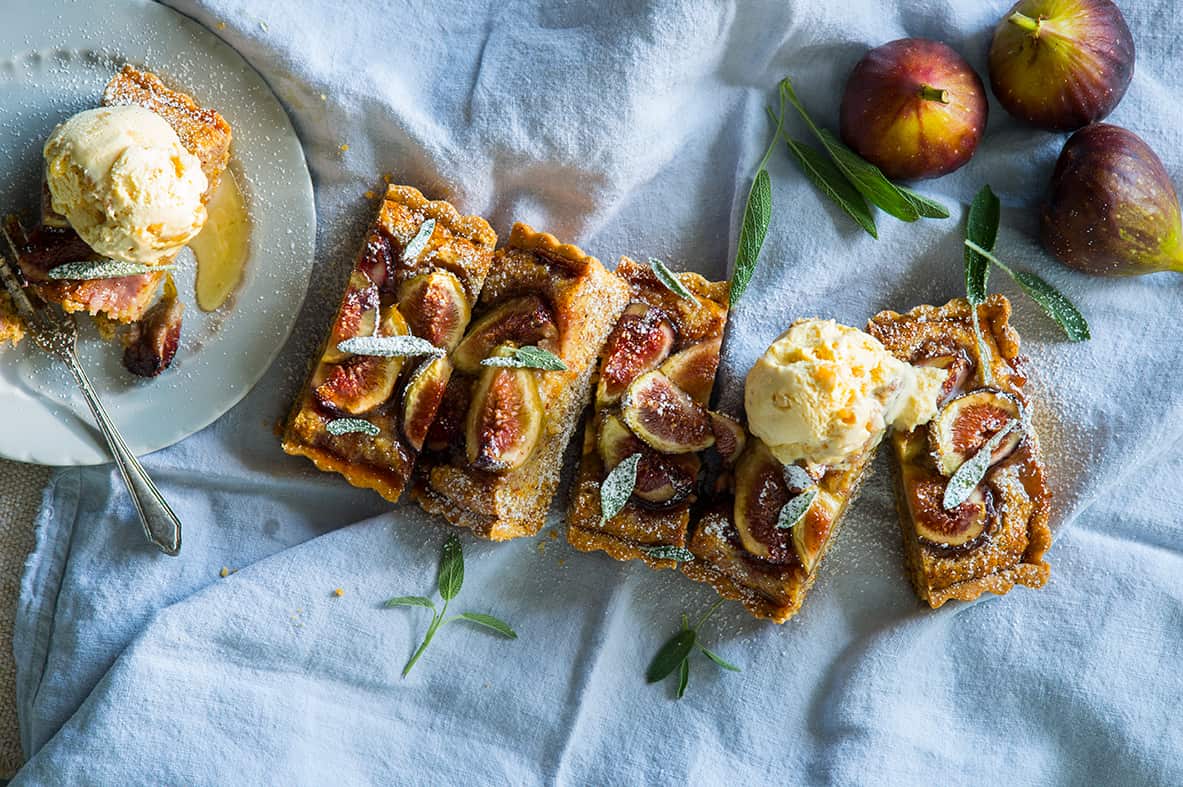 Fig, honey and sage tart