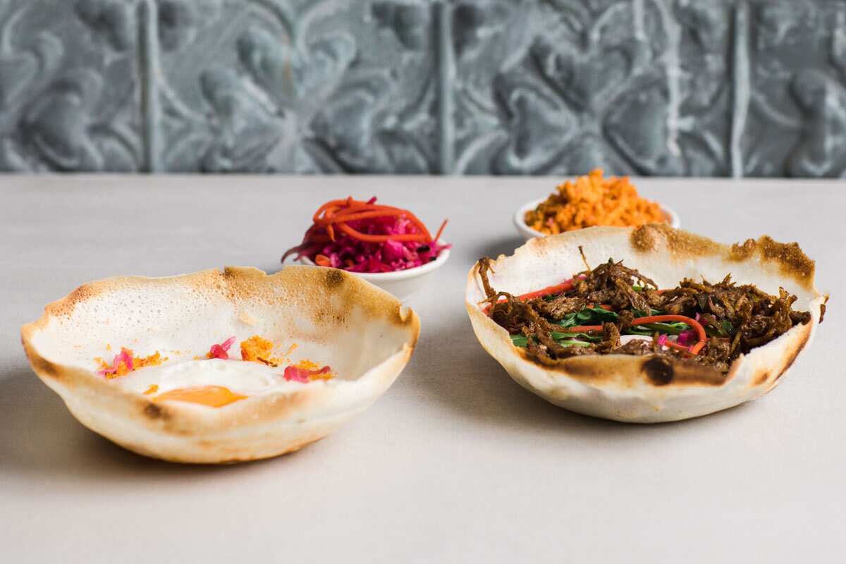 The pancake-like hopper is a Sri Lankan street food staple, and is the star at Hopper Kade.