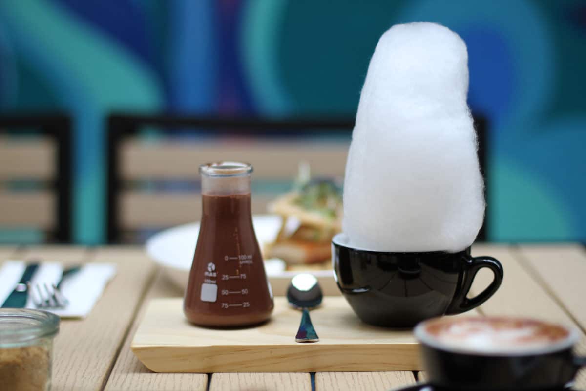 Hot chocolate is topped with house-spun fairy floss at Melbourne's Hash.