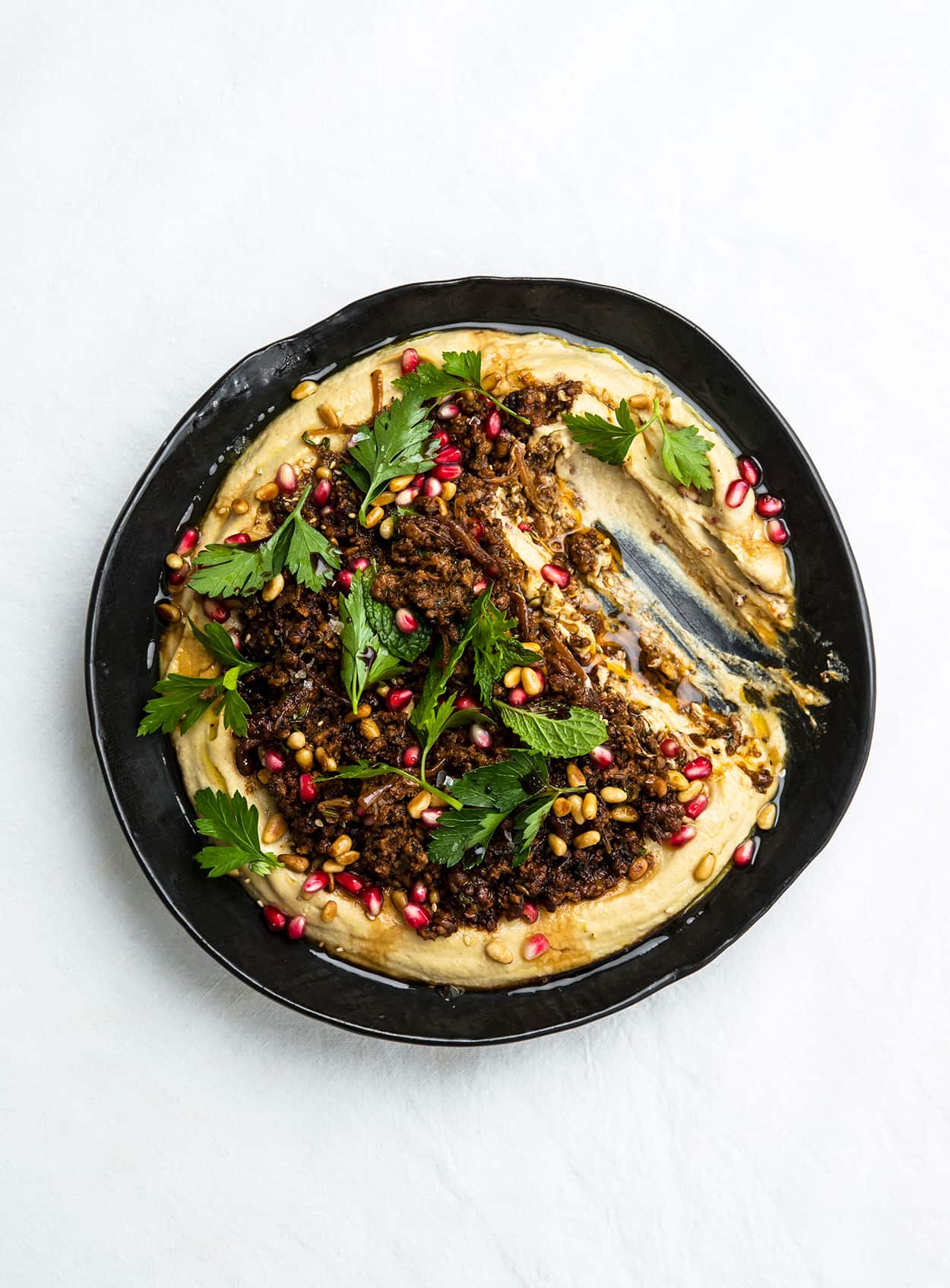 Turkish mince with hummus and spiced butter