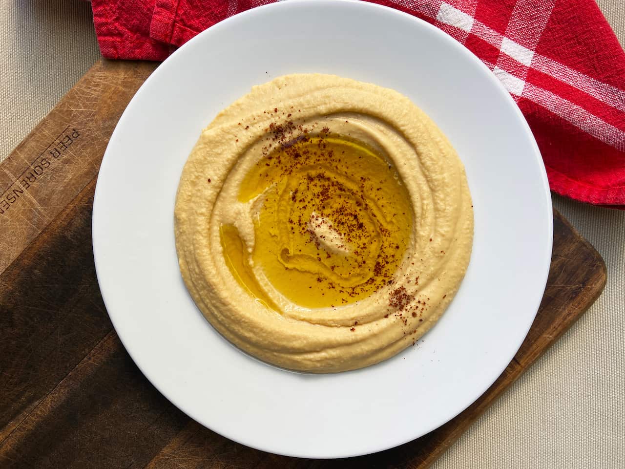 Hummus on plate