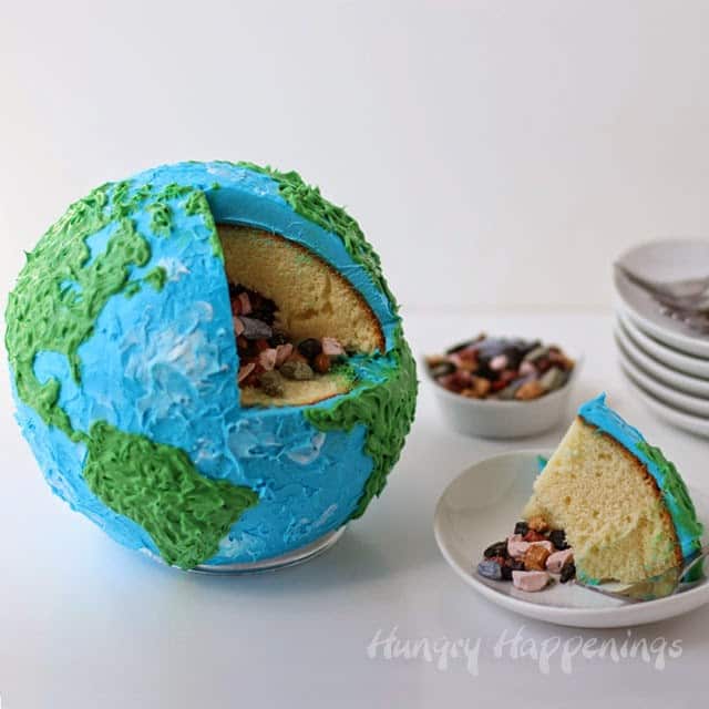 Earth cake with chocolate rocks