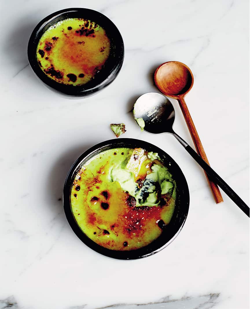 Coconut and pandan crème brûlée
