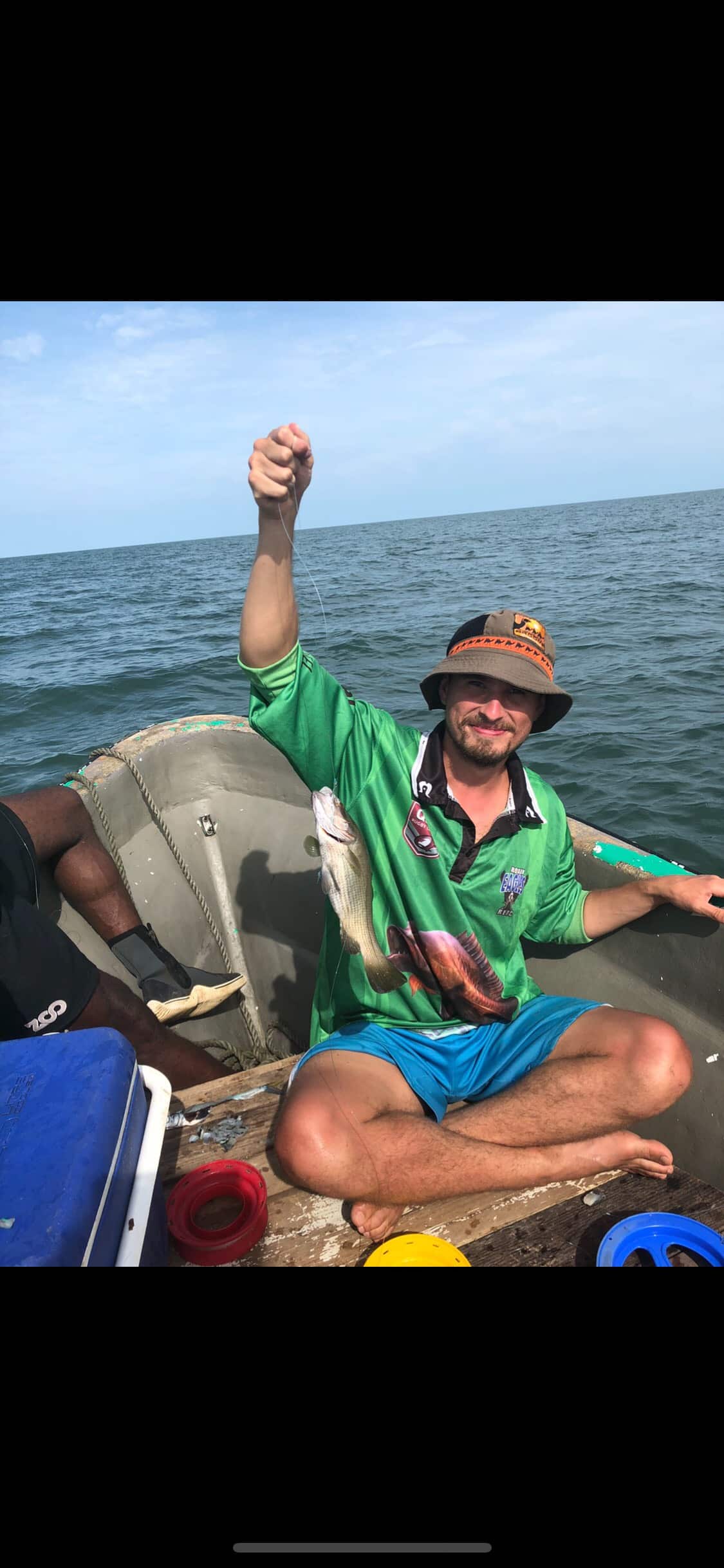 Baden and his freshly caught fish. 