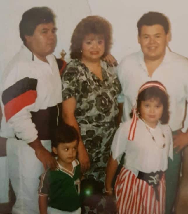 Chef Huerta (front, left) with his mum and family.