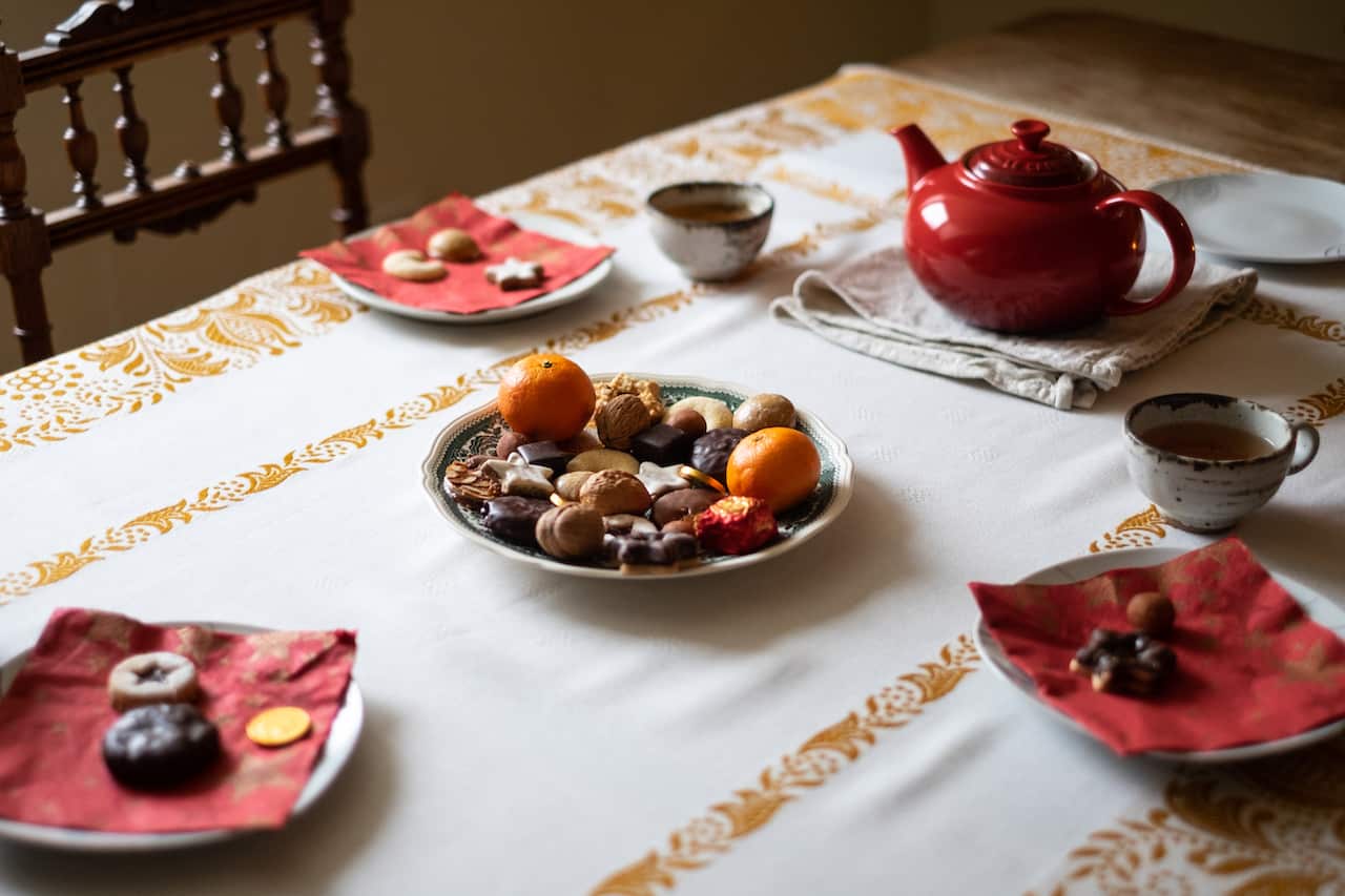 German festive tradition: the bunter teller  (colourful plate)