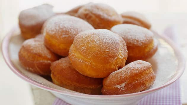 Jam-filled sufganiyot (doughnut)