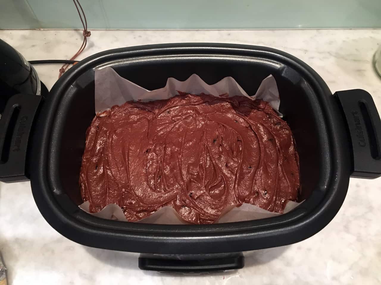 Brownie batter in slow cooker