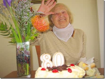 Danijela Hlis's mother, Marija celebrating her 80th birthday. 