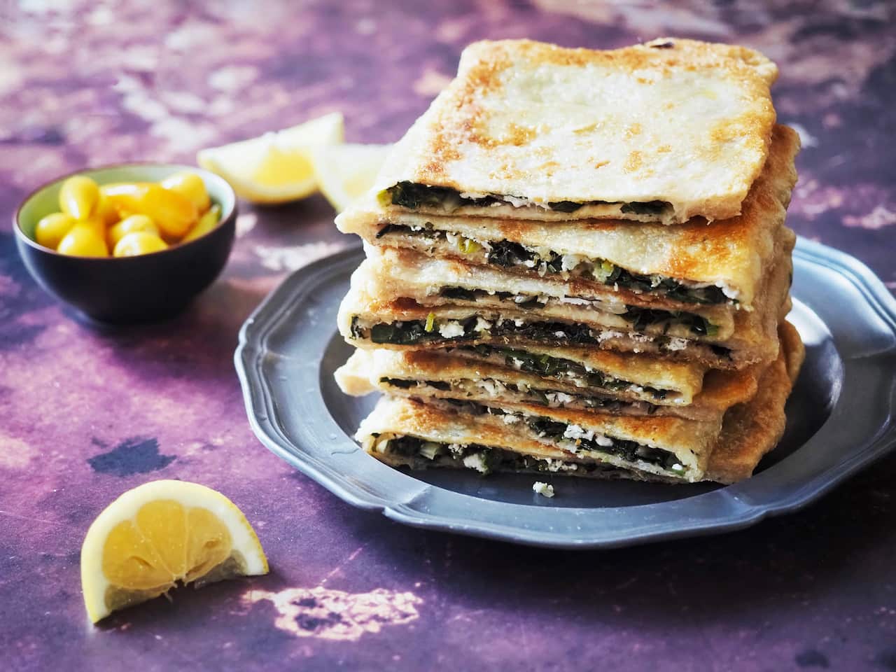 A stack of wholemeal gozleme