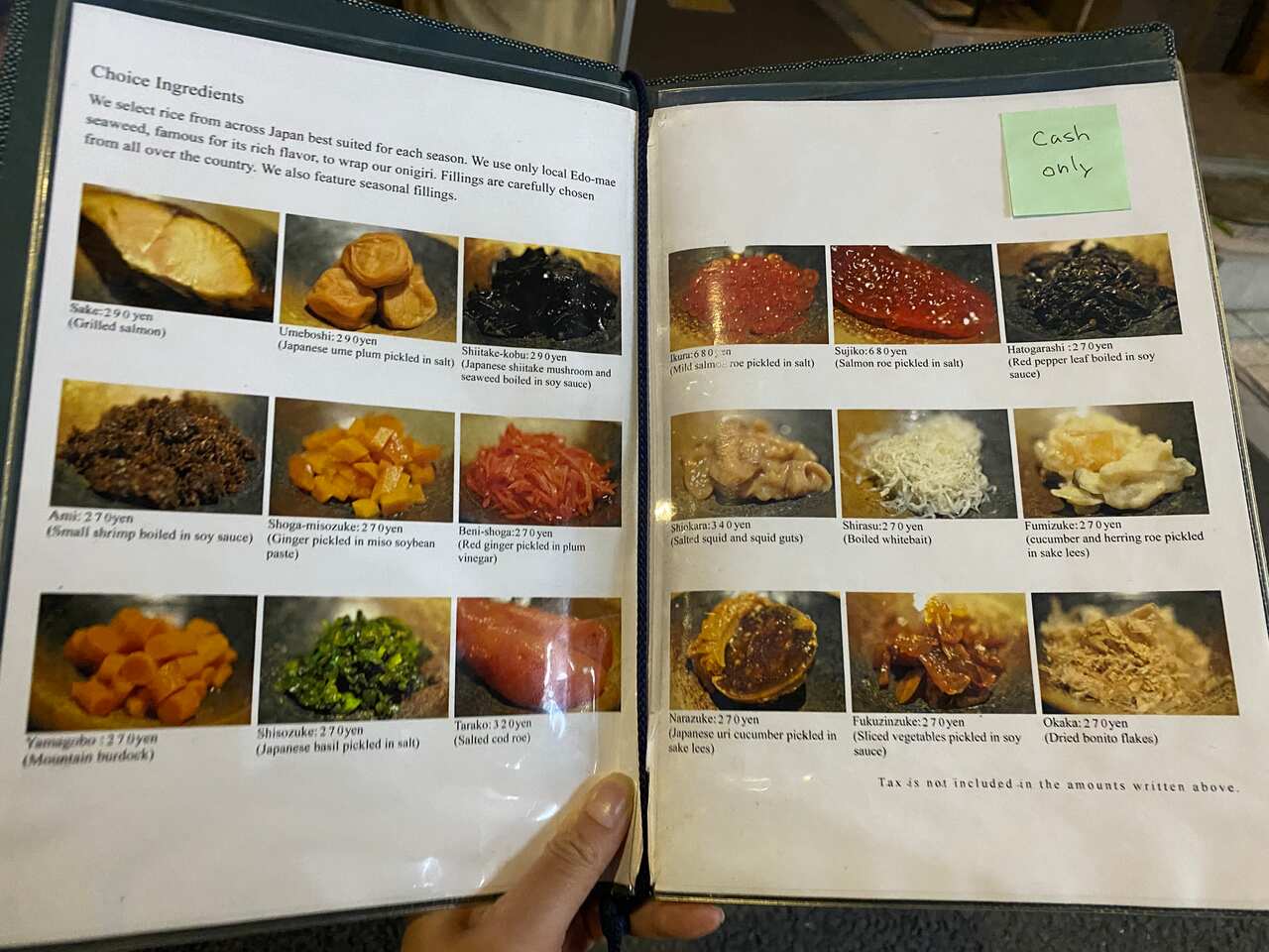 Onigiri Asakusa Yadoroku menu