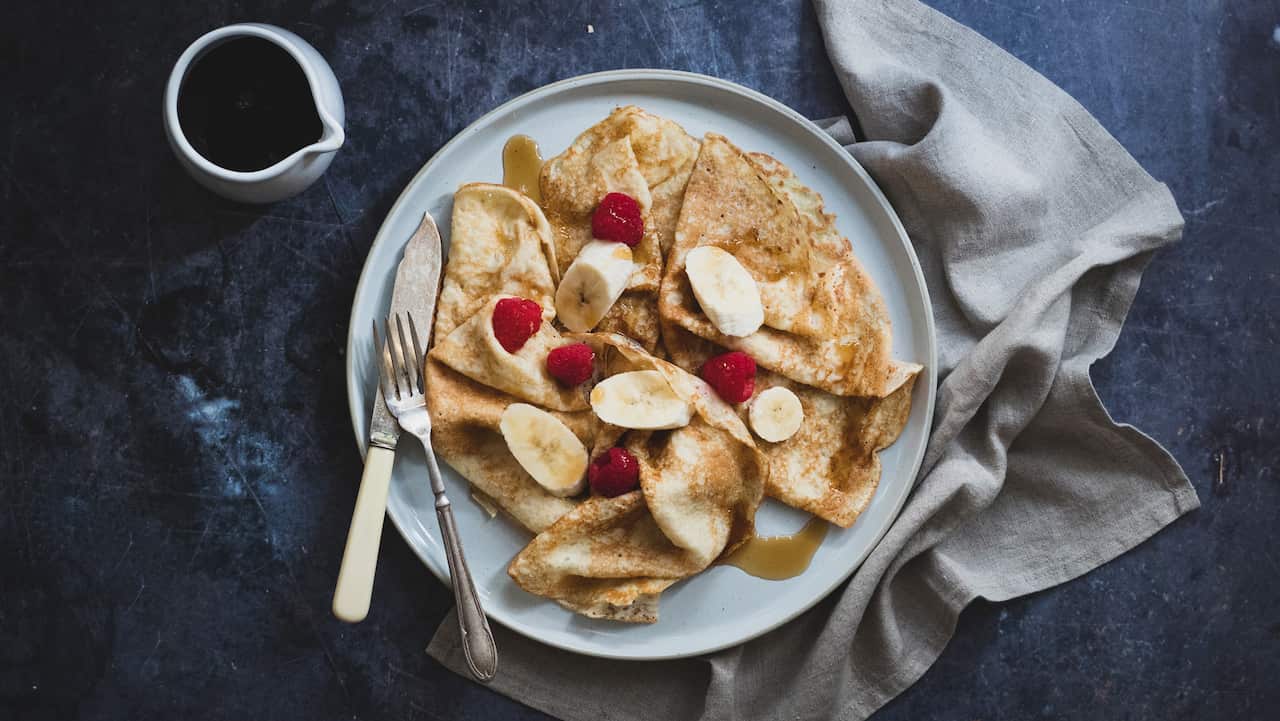 Silken tofu and maple crepes