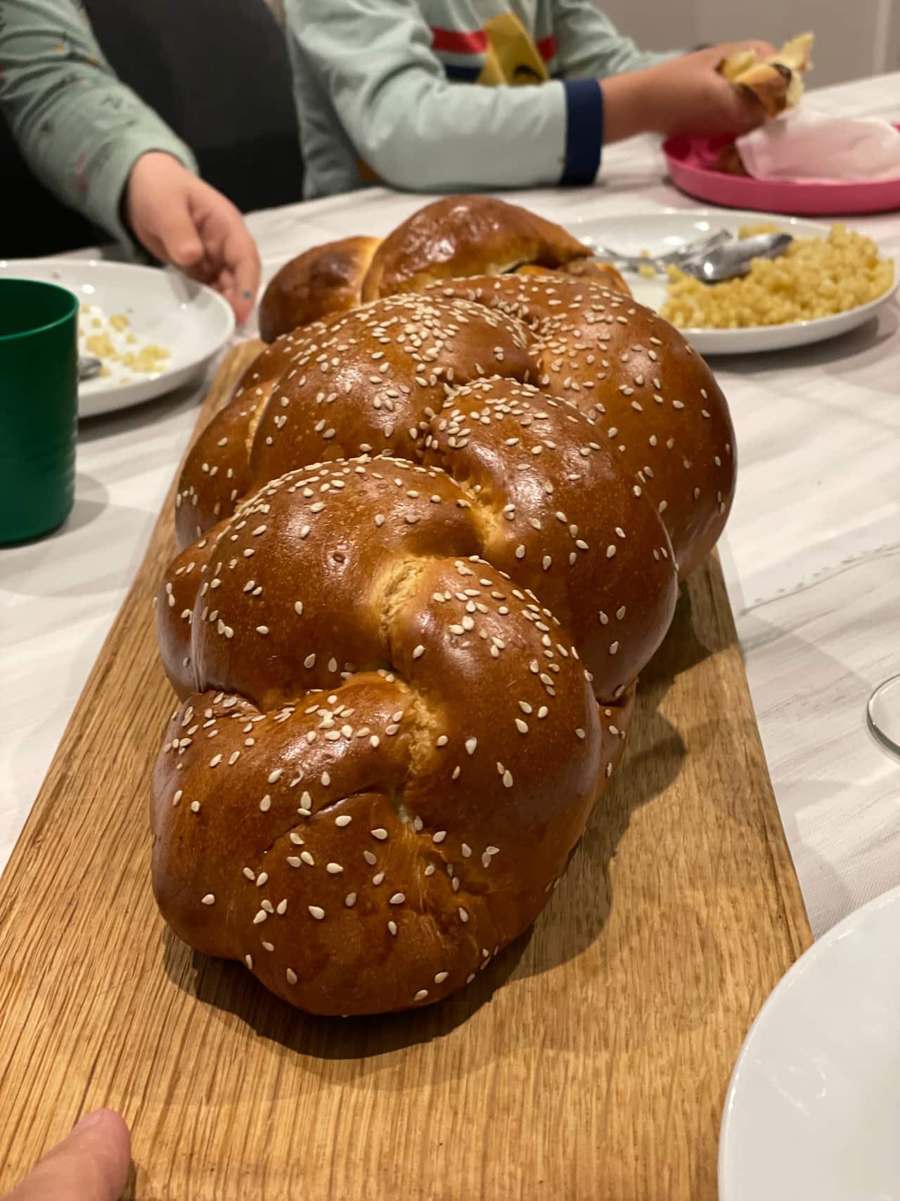Challah is just one of the foods attracting Efrat's family to the table on Friday evenings. 