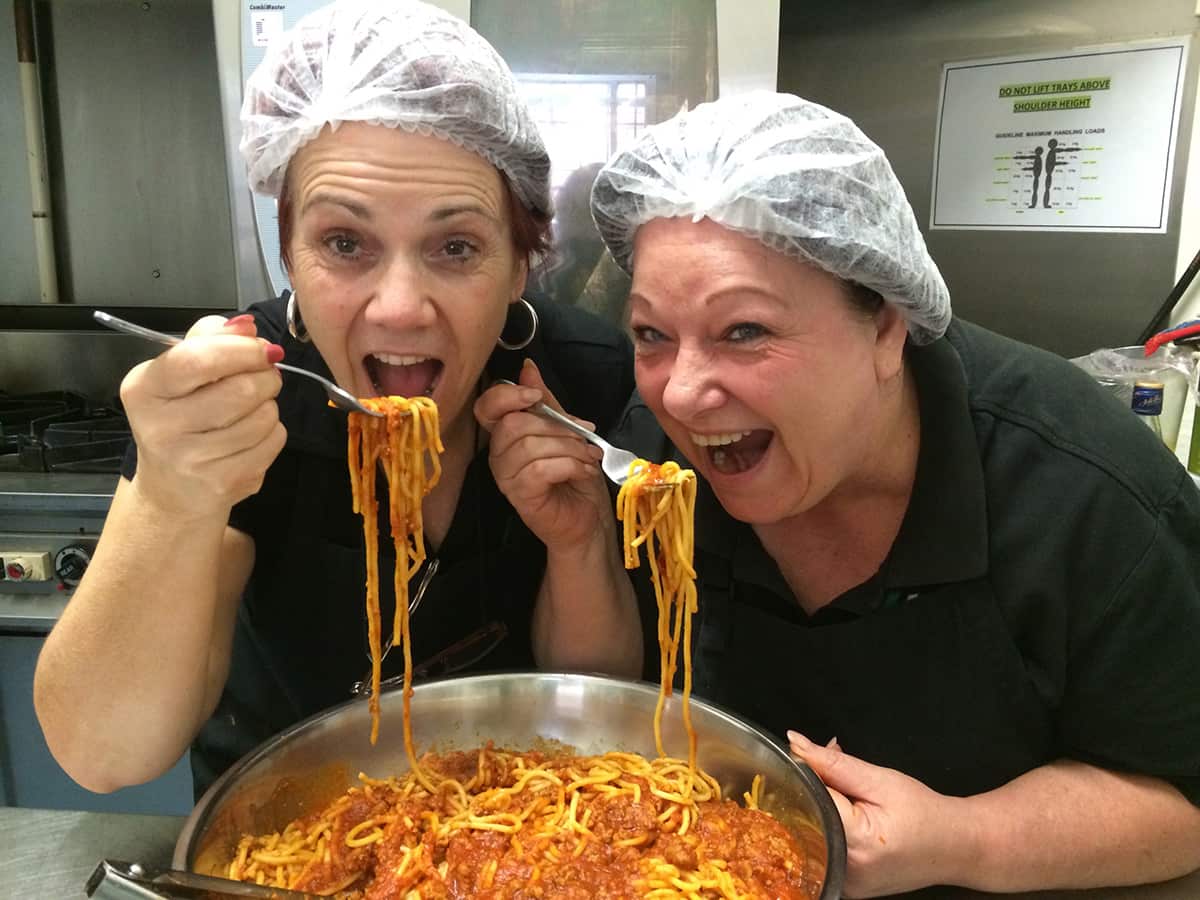 PISA worders with spaghetti