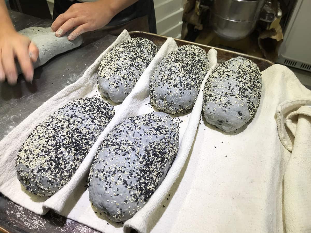 Charcoal black sesame sourdough is one of the loaves you'll find at Azuki.
